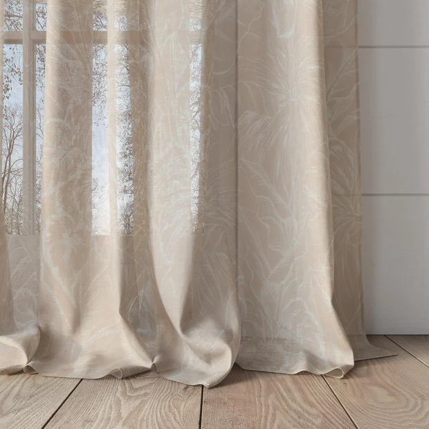 Photo of the fabric Palmery Pink Clay swatch by James Dunlop. Use for Sheer Curtains. Style of Floral And Botannical, Sheer
