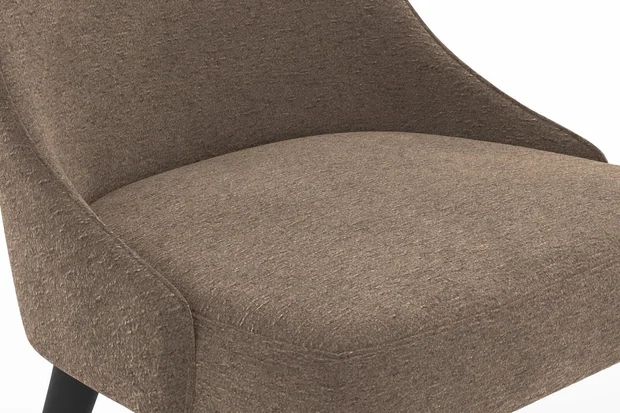 Photo of the fabric Snugly Chocolate swatch by James Dunlop FibreGuard. Use for Upholstery, Accessory, Top of Bed. Style of Chenille, Plain