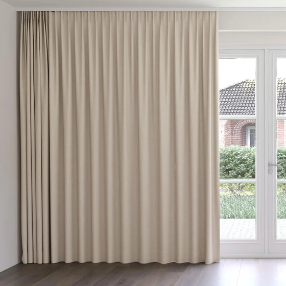 Photo of the fabric Tasman UC Sand swatch by James Dunlop Essentials. Use for Curtains, Accessory. Style of Stripe