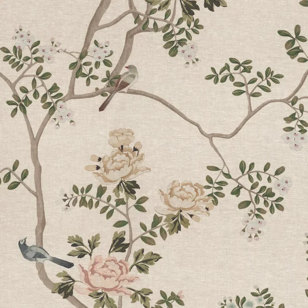 Photo of the fabric Sakura Parchment swatch by James Dunlop. Use for Curtains, Accessory. Style of Floral And Botannical