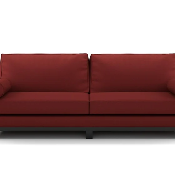 Photo of the fabric Trailblazer Cherry swatch by James Dunlop FibreGuard. Use for Curtains, Upholstery, Accessory, Top of Bed. Style of Texture, Traditional