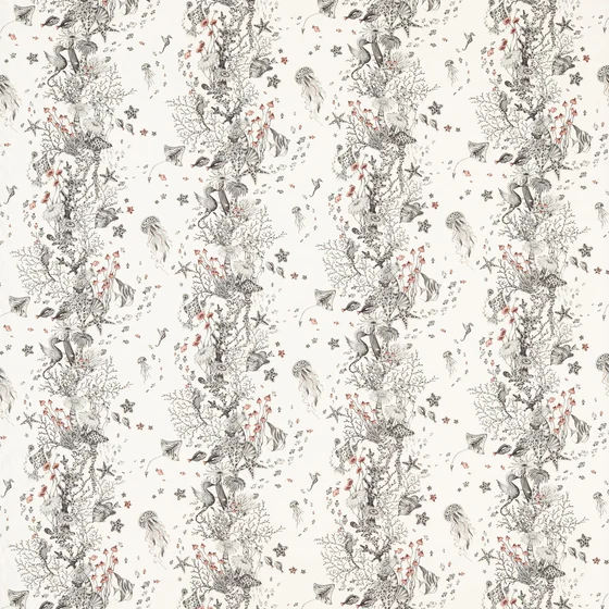 Photo of the fabric Seaforest F1760 3 swatch by Clarke & Clarke. Use for Upholstery. Style of Animals And Birds, Print