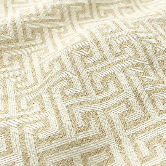 Photo of the fabric Epsilon Amber swatch by Zepel FibreGuard. Use for Upholstery, Accessory, Top of Bed. Style of Geometric, Jacquard