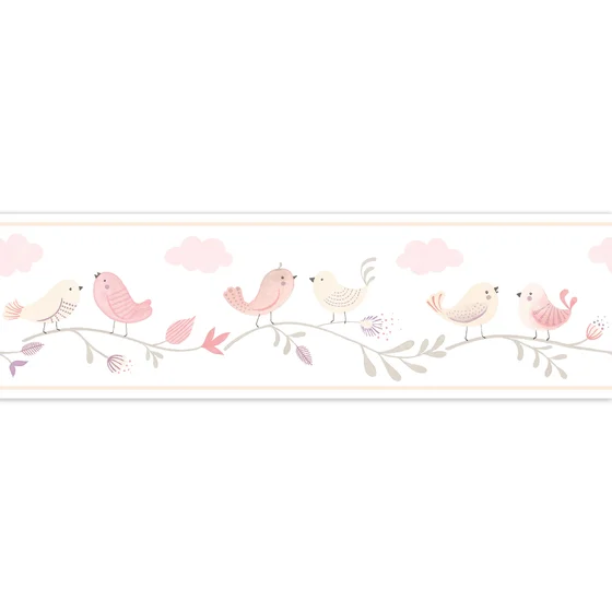 Photo of the fabric Rose Borders 8559 8559 42 56 swatch by Casadeco. Use for Wall Covering. Style of Childrens