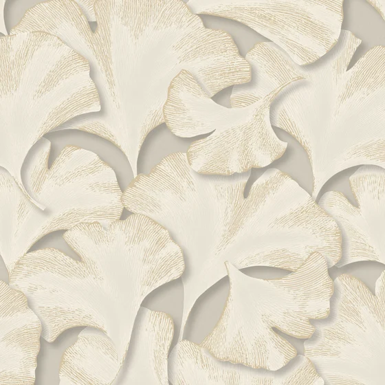Photo of the fabric Biloba Wallpaper 8624 8624 14 29 swatch by Casadeco. Use for Wall Covering. Style of Floral And Botannical