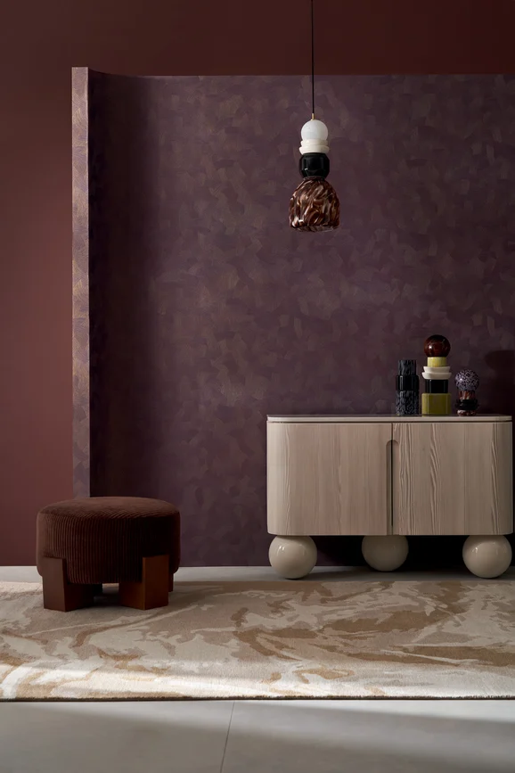 Photo of the fabric Berenice Wp 7666 7666 2242 in situ by Casamance. Use for Wall Covering. Style of Plain, Texture