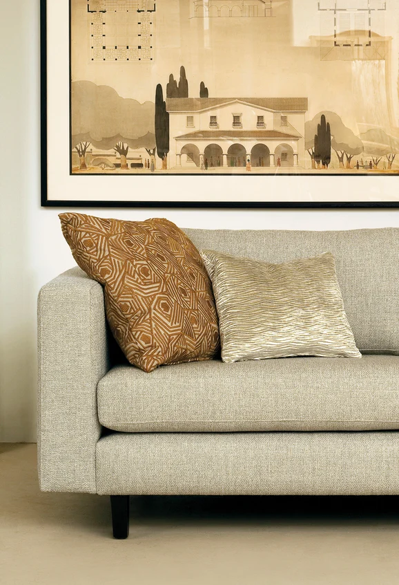 Photo of the fabric Coupole Pearl in situ by Mokum. Use for Upholstery, Accessory. Style of Plain, Texture