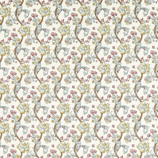 Photo of the fabric Golden Lily Embroidery F1742 4 swatch by Clarke & Clarke. . Style of Embroidery, Floral And Botannical