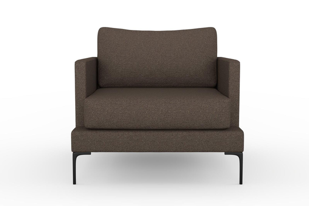 Photo of the fabric Grain Brownie swatch by Mokum. Use for Upholstery, Accessory, Top of Bed. Style of Plain, Texture