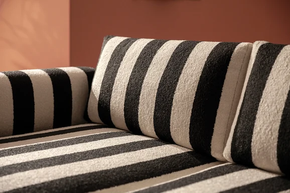 Photo of the fabric Band K5244 04 in situ by Kirkby Design. Use for Upholstery, Accessory. Style of Stripe, Texture