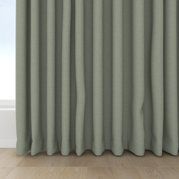 Photo of the fabric Satori Stonewash Celadon swatch by Mokum. Use for Curtains, Upholstery Light Duty, Accessory, Top of Bed. Style of Plain, Texture