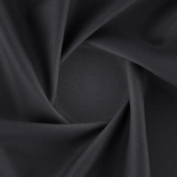 Photo of the fabric Kanvas Ebony swatch by Zepel FibreGuard. Use for Curtains, Upholstery, Accessory, Top of Bed. Style of Plain, Taffeta