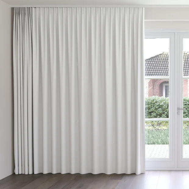 Photo of the fabric Quantum FR Cloud swatch by Linings. Use for Curtains. Style of Dim Out