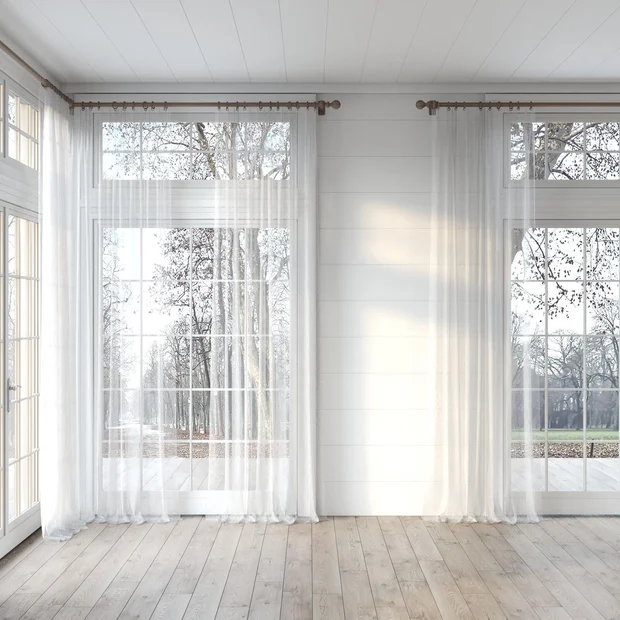 Photo of the fabric Makai (JDG) White Gold swatch by Mokum. Use for Sheer Curtains. Style of Plain, Sheer