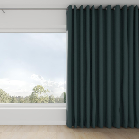Photo of the fabric Satori Stonewash Petrol swatch by Mokum. Use for Curtains, Upholstery Light Duty, Accessory, Top of Bed. Style of Plain, Texture