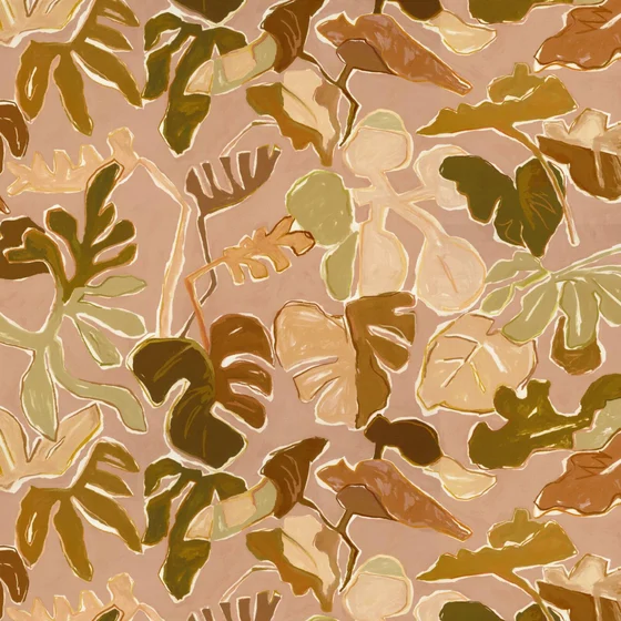 Photo of the fabric Papeete Clay swatch by Mokum. Use for Upholstery, Accessory. Style of Floral And Botannical, Print
