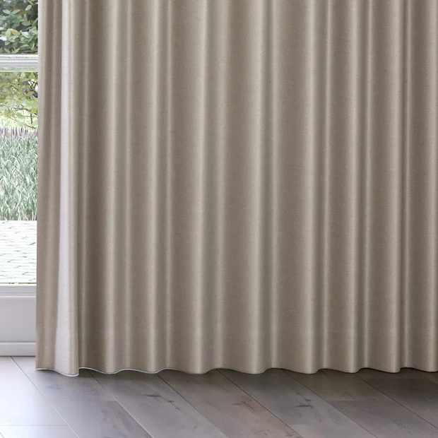Photo of the fabric Provence Flax swatch by James Dunlop Essentials. Use for Curtains, Upholstery, Accessory, Top of Bed. Style of Plain, Texture