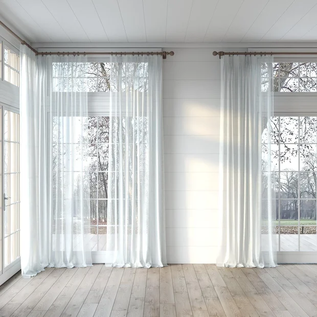 Photo of the fabric Enso Silver swatch by Mokum. Use for Sheer Curtains. Style of Plain, Sheer