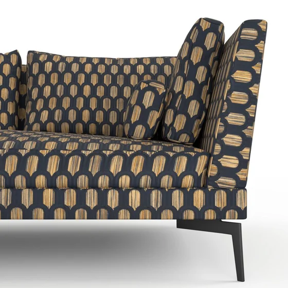 Photo of the fabric Beverly Hills Topaz swatch by Catherine Martin by Mokum. Use for Upholstery, Accessory. Style of Geometric, Velvet