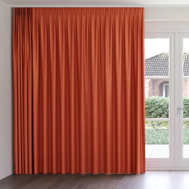 Photo of the fabric Provence Pumpkin swatch by James Dunlop Essentials. Use for Curtains, Upholstery, Accessory, Top of Bed. Style of Plain, Texture