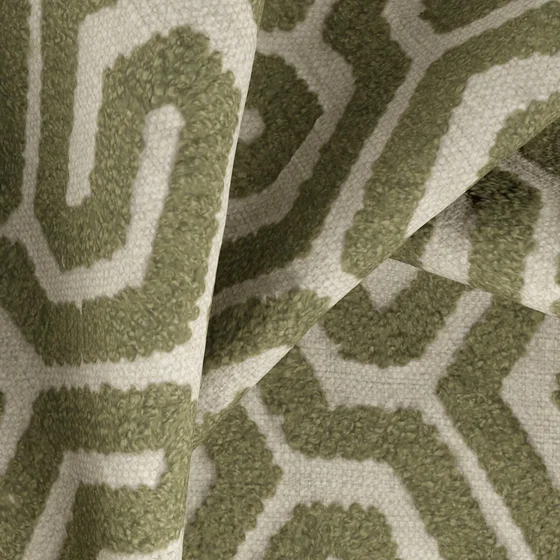 Photo of the fabric Comdeca Cactus swatch by Zepel. Use for Curtains, Upholstery, Accessory. Style of Embroidery, Geometric