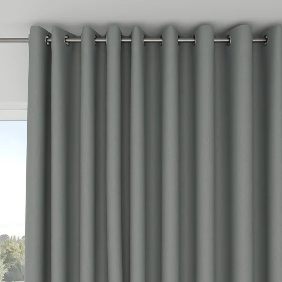 Photo of the fabric Infinite Celadon swatch by Mokum. Use for Curtains, Upholstery, Accessory, Top of Bed. Style of Plain, Texture