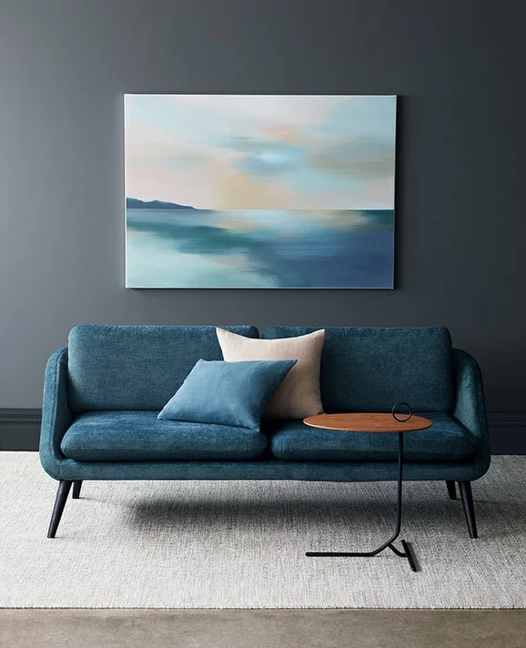 Photo of the fabric Santos Ink in situ by James Dunlop. Use for Upholstery, Accessory. Style of Plain