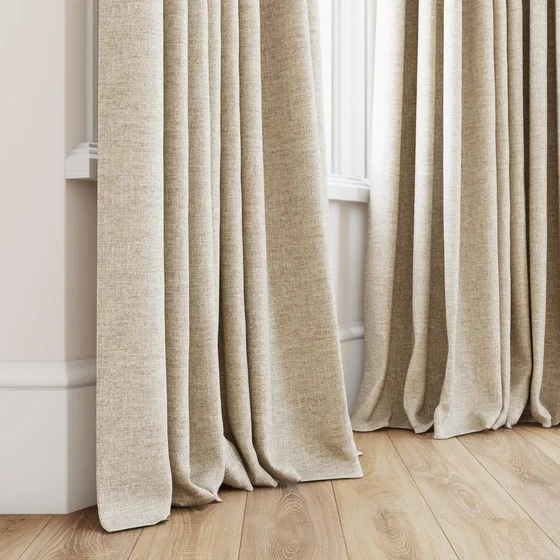Photo of the fabric Dryland Nougat swatch by James Dunlop Essentials. Use for Curtains, Accessory. Style of Plain, Texture