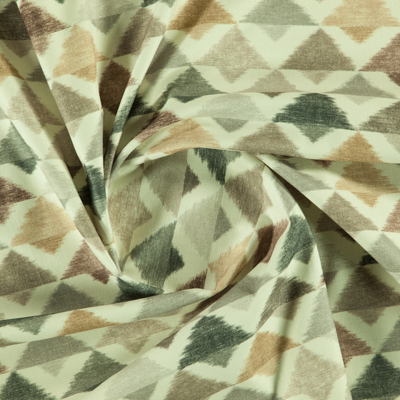 Photo of the fabric Ambre Sandstone swatch by Zepel. Use for Curtains, Upholstery Light Duty, Accessory, Top of Bed. Style of Geometric, Print