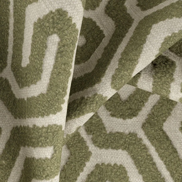 Photo of the fabric Comdeca Cactus swatch by Zepel. Use for Curtains, Upholstery, Accessory. Style of Embroidery, Geometric