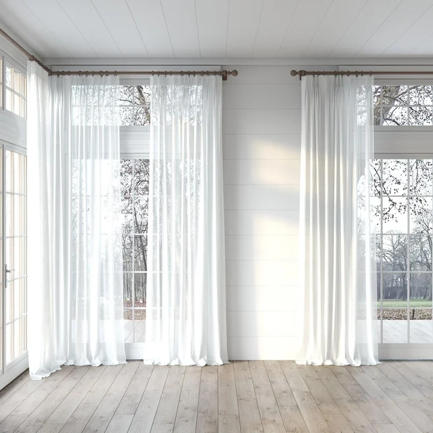 Photo of the fabric O'Keeffe Salt swatch by Mokum. Use for Sheer Curtains. Style of Plain, Sheer