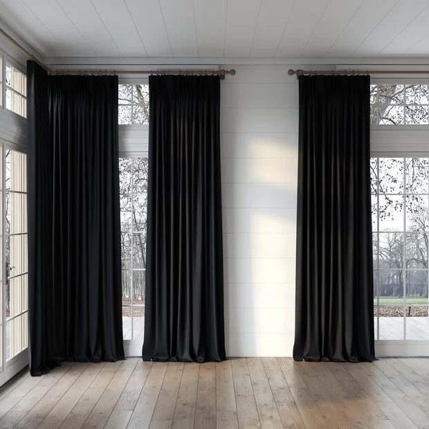 Photo of the fabric Dream Weaver 300 Onyx swatch by James Dunlop. Use for Curtains. Style of Dim Out, Plain