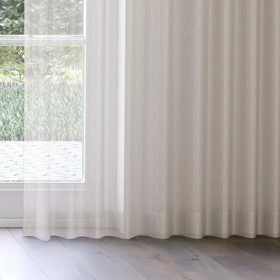 Photo of the fabric Nikau Driftwood swatch by James Dunlop. Use for Sheer Curtains. Style of Sheer, Stripe