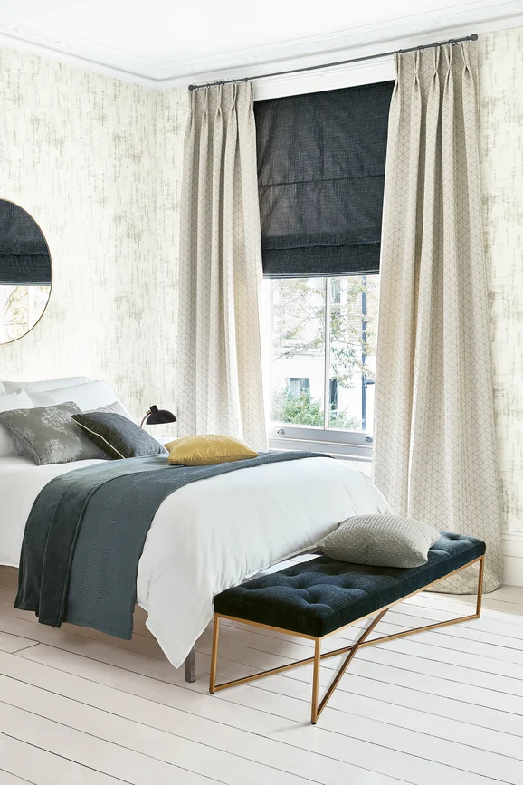 Photo of the fabric Calcara V3402 04 in situ by Villa Nova. Use for Curtains, Accessory. Style of Geometric