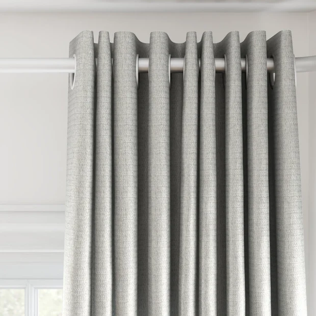 Photo of the fabric Kennedy II Blackout Frost swatch by James Dunlop. Use for Curtains. Style of Plain, Texture