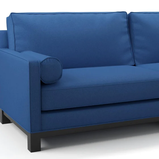 Photo of the fabric Braveheart Cobalt swatch by James Dunlop FibreGuard. Use for Upholstery, Accessory, Top of Bed. Style of Plain, Taffeta