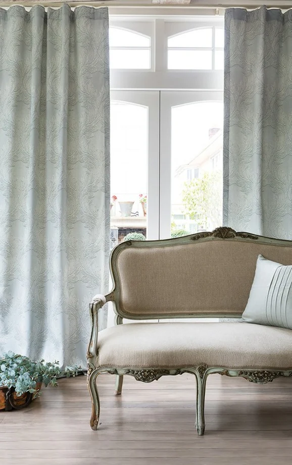 Photo of the fabric Provence Alabaster in situ by James Dunlop. Use for Curtains, Accessory. Style of Traditional