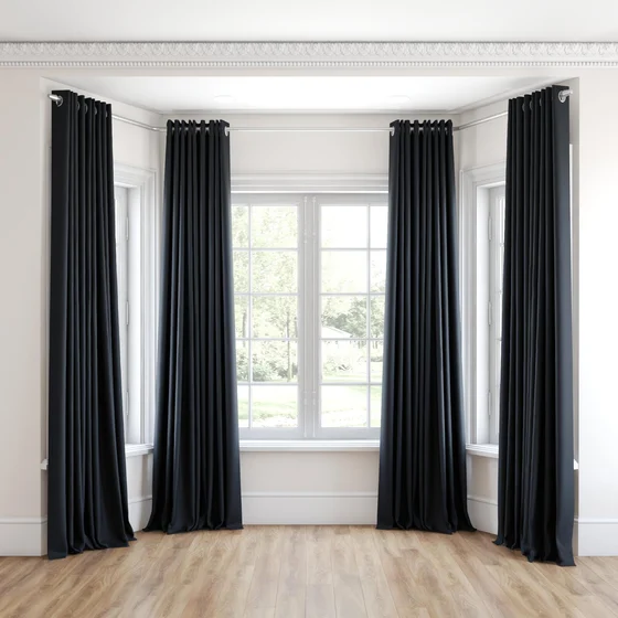 Photo of the fabric Maharaja II Ink swatch by James Dunlop Essentials. Use for Curtains, Upholstery Light Duty, Accessory, Top of Bed. Style of Plain, Texture