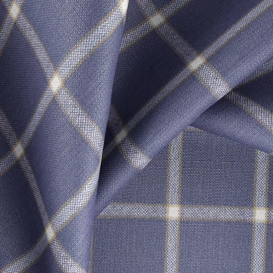Photo of the fabric Southport Denim swatch by Zepel. Use for Curtains, Upholstery, Accessory. Style of Checks, Taffeta