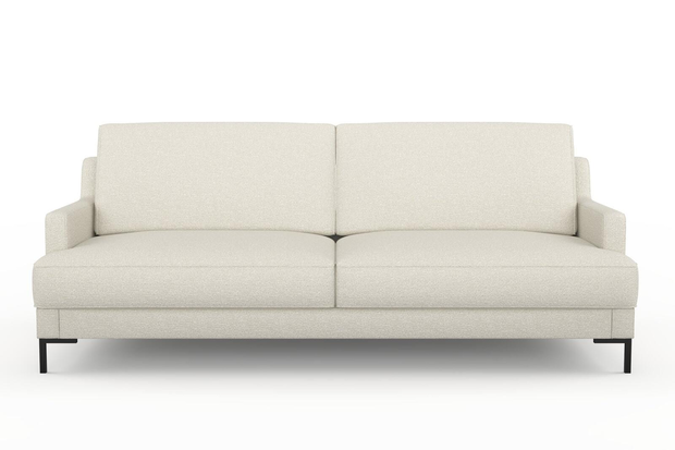 Photo of the fabric Grain Marshmallow swatch by Mokum. Use for Upholstery, Accessory, Top of Bed. Style of Plain, Texture