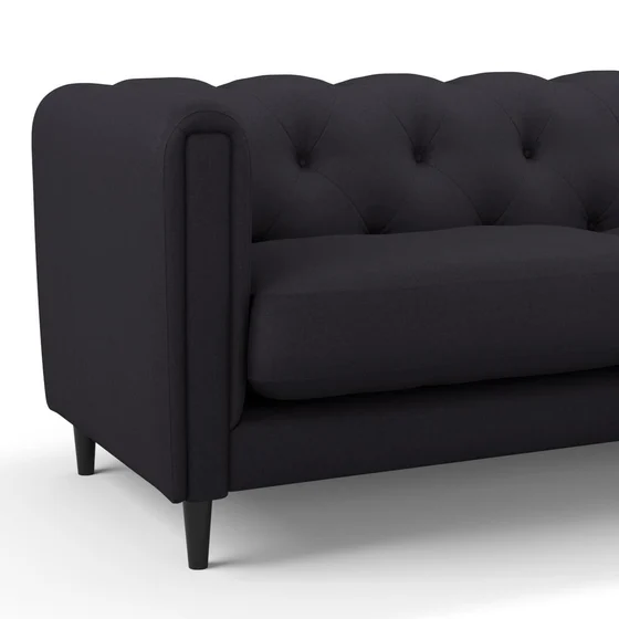 Photo of the fabric Braveheart Onyx swatch by James Dunlop FibreGuard. Use for Upholstery, Accessory, Top of Bed. Style of Plain, Taffeta
