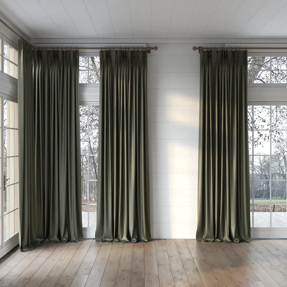 Photo of the fabric Kennedy II Blackout Moss swatch by James Dunlop. Use for Curtains. Style of Plain, Texture