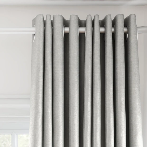 Photo of the fabric Stallion 2 Blackout Nimbus swatch by James Dunlop Essentials. Use for Curtains. Style of Plain, Texture