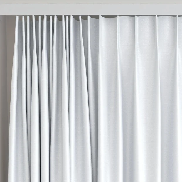 Photo of the fabric Stallion 2 Blackout White swatch by James Dunlop Essentials. Use for Curtains. Style of Plain, Texture