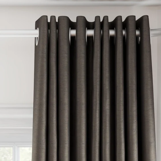 Photo of the fabric Silk Road Truffle swatch by James Dunlop Essentials. Use for Curtains, Accessory. Style of Plain, Texture