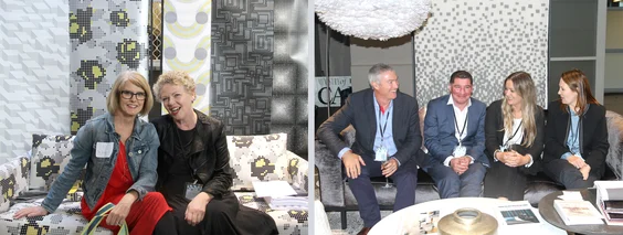 Left: Ali (The Design Co) and Leah Bradley (JDT).Right: Nick Dunlop (JDT), Mark Mortimore (Kovacs Design Furniture), Sam Wilks (Kovacs Design Furniture) and Jill Durant (JDT).