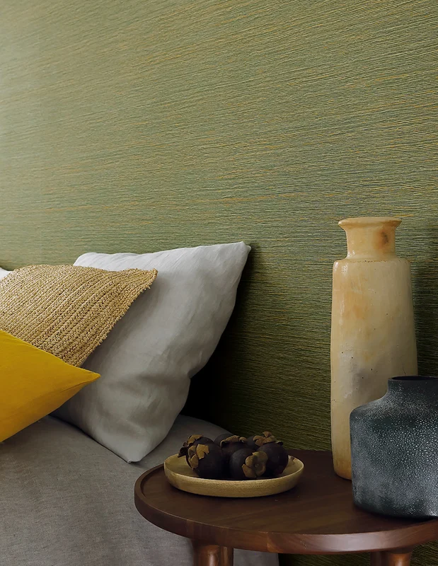 Photo of the fabric Malacca Wp 7464 7464 2446 in situ by Casamance. Use for Wall Covering. Style of Plain