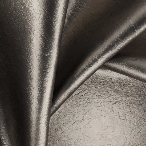 Photo of the fabric Akin Metallic Fudge swatch by Zepel. Use for Upholstery. Style of Leather And Vinyl, Plain