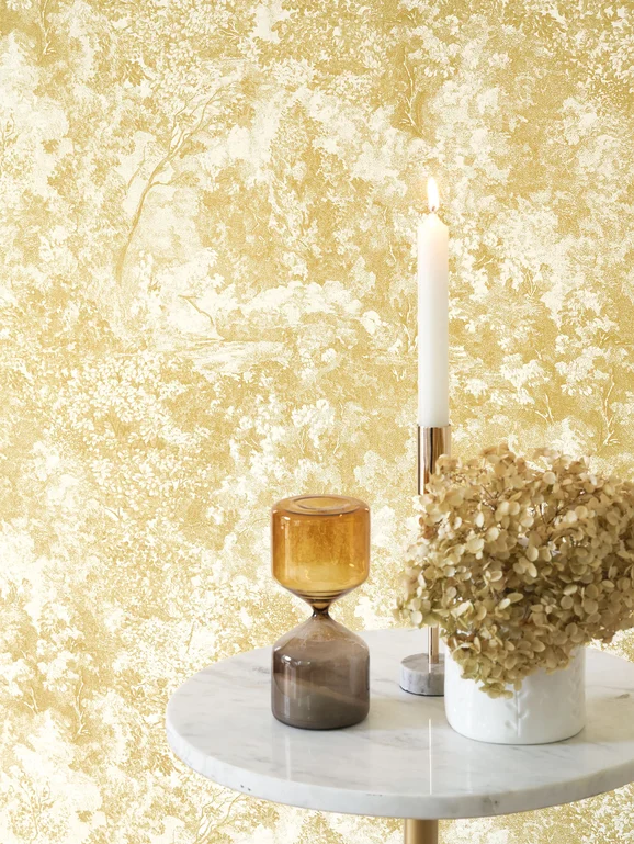 Photo of the fabric Canopee Wallpaper 8724 8724 61 36 in situ by Casadeco. Use for Wall Covering. Style of Floral And Botannical