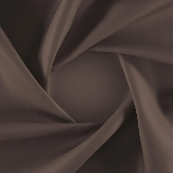 Photo of the fabric Sateen 137 Fudge swatch by Zepel. Use for Curtains, Upholstery, Accessory, Top of Bed. Style of Plain, Taffeta